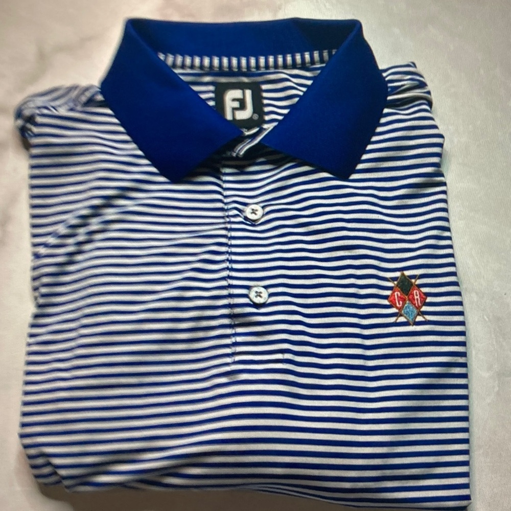 FootJoy Blue & White Striped Polo Shirt